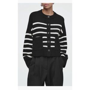 COS Black and White Striped wool Cardigan